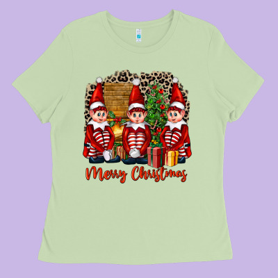 Merry Christmas Elfs Ladies Tee Designed By Fadigitalartstudio