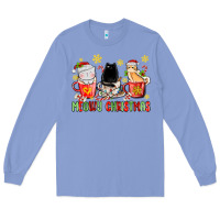 Colony Blue meowy christmas cats coffee cups Long Sleeve Tee - MaliasSmallBusiness