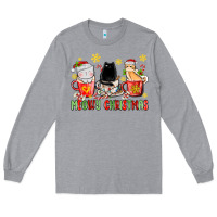 Heather Grey meowy christmas cats coffee cups Long Sleeve Tee - MaliasSmallBusiness