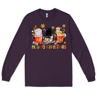 Plum meowy christmas cats coffee cups Long Sleeve Tee - MaliasSmallBusiness