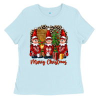 Baby Blue Merry christmas elfs Ladies Tee - FaDigitalArtStudio