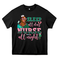 Black afro  nurse sleep all day nurse all night Heavy Core Tee - AdoDesignShop