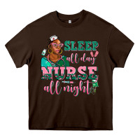 Chocolate Brown afro  nurse sleep all day nurse all night Heavy Core Tee - AdoDesignShop