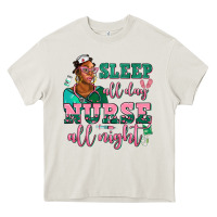 Cream afro  nurse sleep all day nurse all night Heavy Core Tee - AdoDesignShop