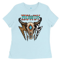 Baby Blue howdy boho skull Ladies Tee - CowhideDigitalArt