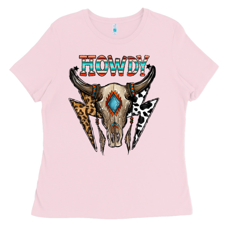 Howdy Boho Skull Ladies Tee by CowhideDigitalArt | Teevron