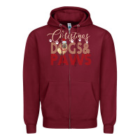 Burgundy Christmas Dogs Paws Zipper Hoodie - Bettercallsaul
