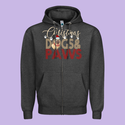 Christmas Dogs Paws Zipper Hoodie Designed By Bettercallsaul