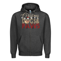 Charcoal Heather Christmas Dogs Paws Zipper Hoodie - Bettercallsaul