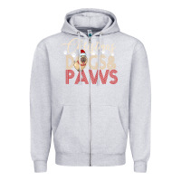 Heather Grey Christmas Dogs Paws Zipper Hoodie - Bettercallsaul