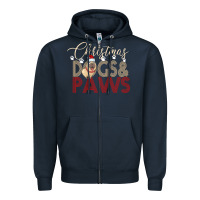 Navy Christmas Dogs Paws Zipper Hoodie - Bettercallsaul