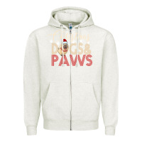 Oatmeal Heather Christmas Dogs Paws Zipper Hoodie - Bettercallsaul