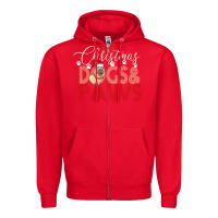 Red Christmas Dogs Paws Zipper Hoodie - Bettercallsaul