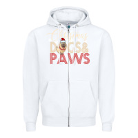 White Christmas Dogs Paws Zipper Hoodie - Bettercallsaul