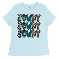 Baby Blue howdy howdy howdy Ladies Tee - CowhideDigitalArt