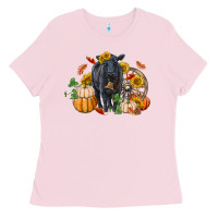 Bubblegum Pink Fall black angus Ladies Tee - RanaPortraitStore