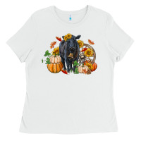 White Fall black angus Ladies Tee - RanaPortraitStore
