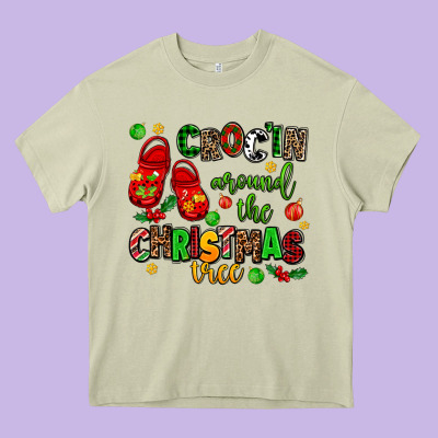 Croc'in Around The Christmas Tree Heavy Core Tee Designed By Adodesignshop