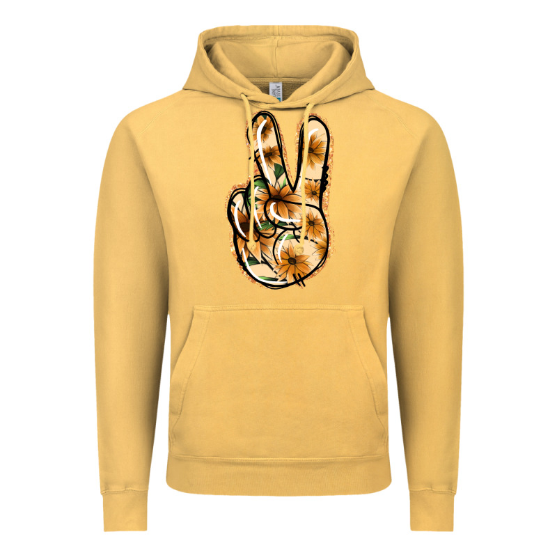 Floral Gold Peace Sign Vintage Hoodie by Jasminsmagicworld | Teevron