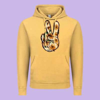 Floral Gold Peace Sign Vintage Hoodie Designed By Jasminsmagicworld