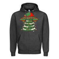 Charcoal Heather Ufo Christmas Pine Tree Zipper Hoodie - Bettercallsaul