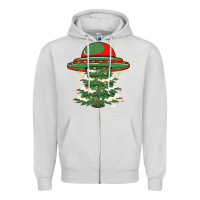 Dove Grey Ufo Christmas Pine Tree Zipper Hoodie - Bettercallsaul