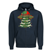 Navy Ufo Christmas Pine Tree Zipper Hoodie - Bettercallsaul