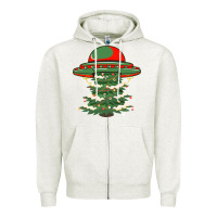 Oatmeal Heather Ufo Christmas Pine Tree Zipper Hoodie - Bettercallsaul
