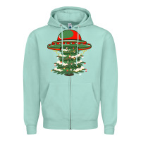 Seafoam Ufo Christmas Pine Tree Zipper Hoodie - Bettercallsaul