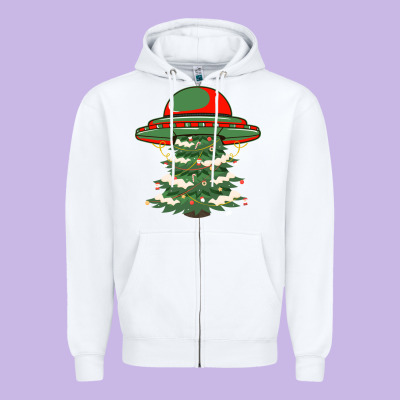 Ufo Christmas Pine Tree Zipper Hoodie Designed By Bettercallsaul