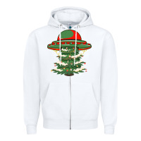 White Ufo Christmas Pine Tree Zipper Hoodie - Bettercallsaul