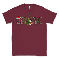 Burgundy Believe Christmas Classic Tee - CowhideDigitalArt