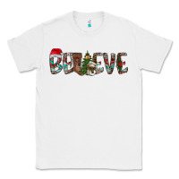 White Believe Christmas Classic Tee - CowhideDigitalArt