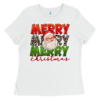White Merry Christmas Santa Ladies Tee - FaDigitalArtStudio