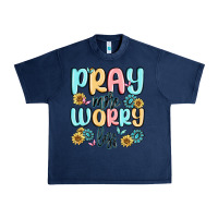Navy pray more worry less Urban Heavy Tee - MaliasSmallBusiness