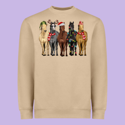 Horses With Christmas Heavyweight Sweatshirt Designed By Maliassmallbusiness
