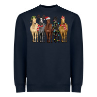 Navy horses with christmas Heavyweight Sweatshirt - MaliasSmallBusiness