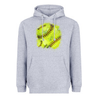 Heather Grey Softball background Heavyweight Hoodie - HowdyJamesFarm