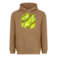 Toasted Coconut Softball background Heavyweight Hoodie - HowdyJamesFarm