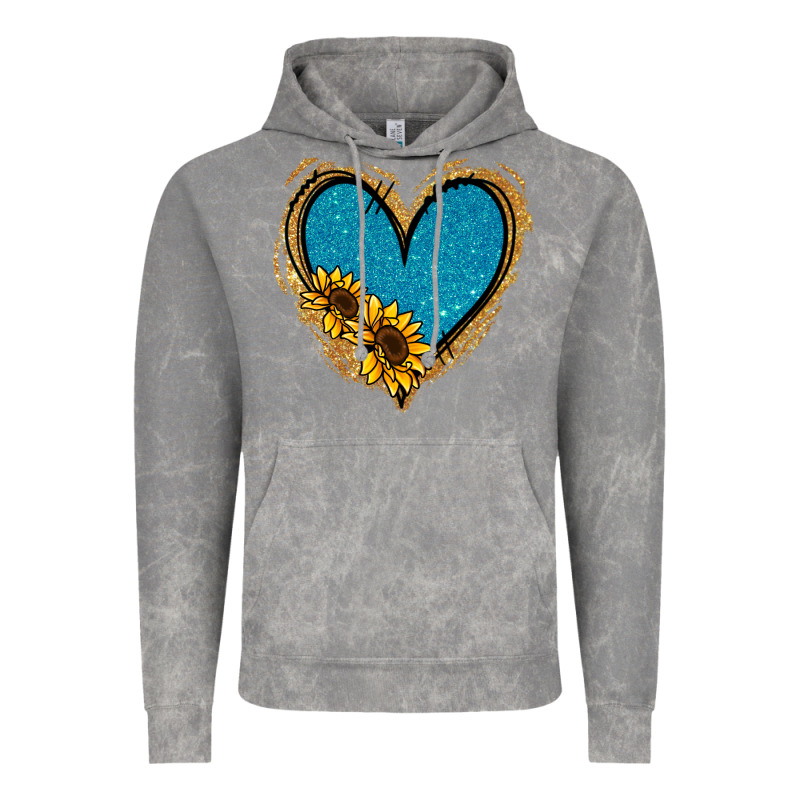 Gold Glitter Sunflower Blue Heart Vintage Hoodie by Jasminsmagicworld | Teevron