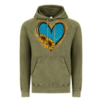 Vintage Olive Gold Glitter Sunflower Blue Heart Vintage Hoodie - Jasminsmagicworld