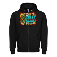 Black feliz navidad Zipper Hoodie - RanaPortraitStore