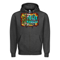 Charcoal Heather feliz navidad Zipper Hoodie - RanaPortraitStore
