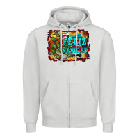 Dove Grey feliz navidad Zipper Hoodie - RanaPortraitStore