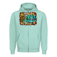 Seafoam feliz navidad Zipper Hoodie - RanaPortraitStore