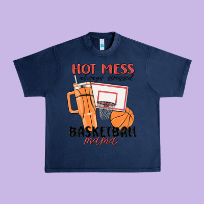Hot Mess Always Stressed Basketball Mama Urban Heavy Tee Designed By Maliassmallbusiness
