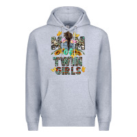 Heather Grey mom of twin girls mother's day Premium Hoodie - CowGirlArtShop