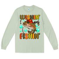 Matcha wishing i was fishing Long Sleeve Tee - MaliasSmallBusiness