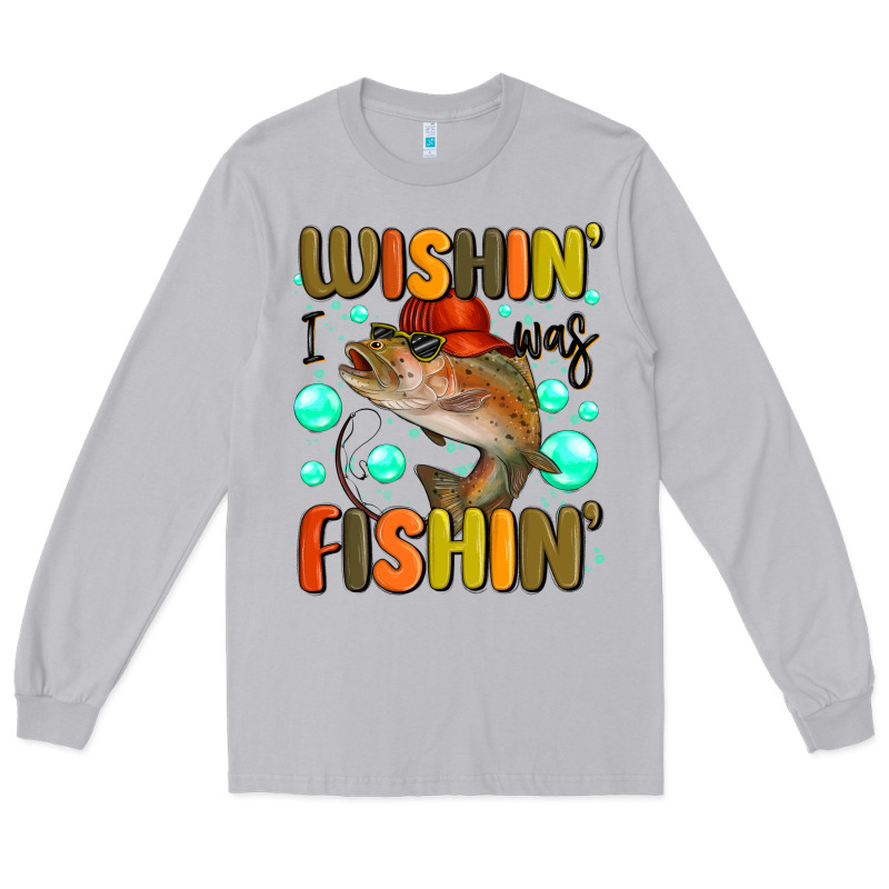 Wishing I Was Fishing Long Sleeve Tee by MaliasSmallBusiness | Teevron