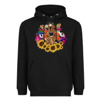 Black Baby Cow flower Heavyweight Hoodie - HowdyJamesFarm